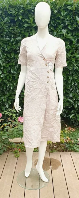 Robe beige en lin neuve taille 44 marque Ikone Paris modèle Emilia (sa)