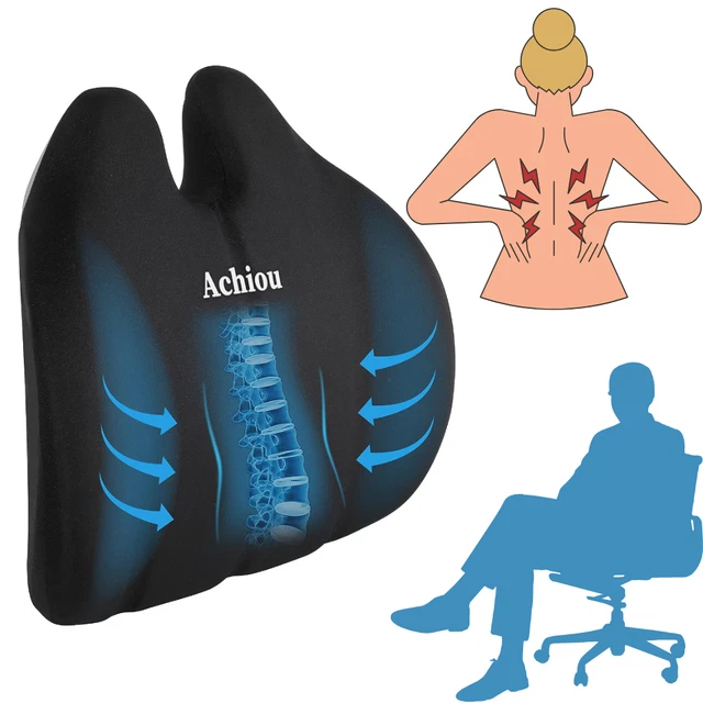 Achiou Lumbar Support Pillow, Memory Foam Back Cushion Pillow for Office Chair