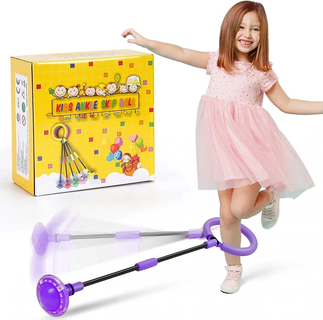 Ankle Skip Ball for Kids - Foldable Colorful Flash Wheel Skip It, Indoor Outdoor