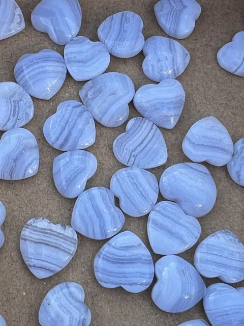 Blue Lace Agate Flat Backed Crystal Heart AAA+