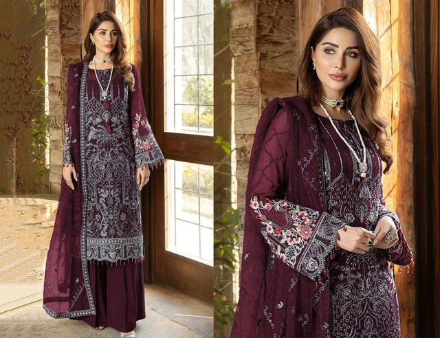 Party Wear Wine Salwar Kameez Pakistani Party Wear Dress Wedding Suit Plazzo Set