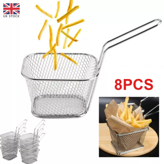 Kitchen Mini Chip Baskets Mini Fryer Serving Food Presentation Basket 8Pcs UK