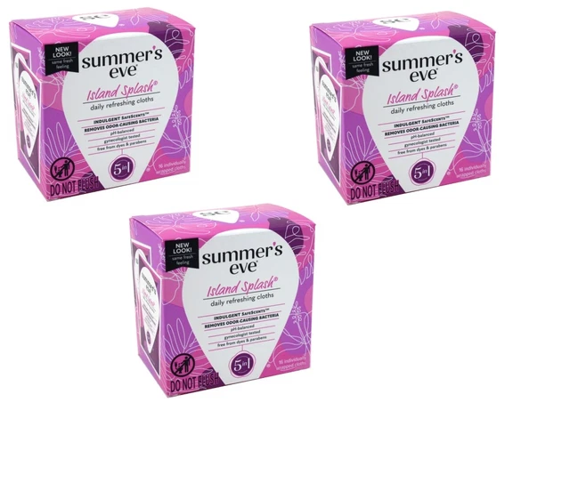 BL Summers Eve Panni detergenti 16 Count Island Splash *Confezione da 3*