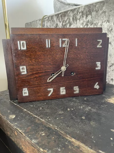 Large Art Deco Wooden Clock