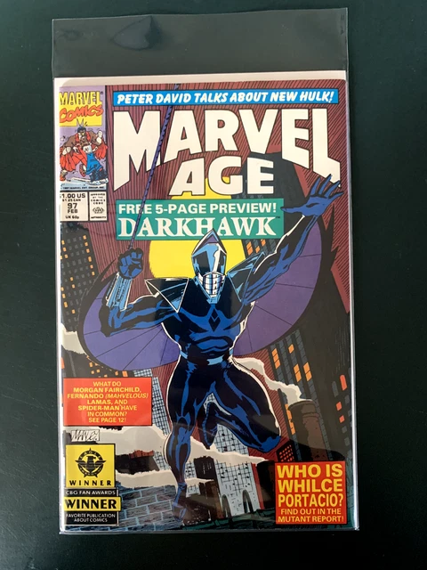 Vintage Feb. 1991 Marvel Age #97, 1st Appearance Darkhawk Comic Book+++ 2