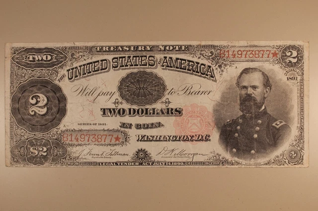 1891 $2 Treasury Note Horse Blanket ***RARE TREASURY NOTE***