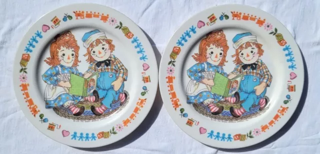The Bobbs-Merrill 1969 Raggedy Ann & Andy Plate Set Vintage Oneida Ware Set of 2