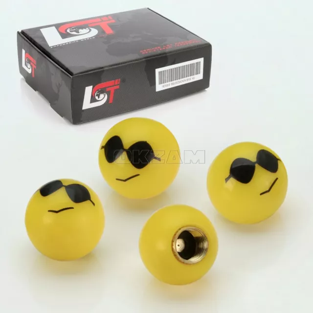 4x Reifen Ventilkappen Autoventil Kappe Set Smiley Sonnenbrille für VW GOLF