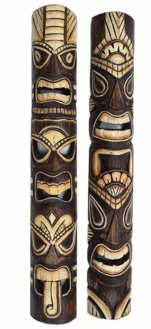 2 Tiki Máscaras 100cm Hawai Maui de Madera Máscara Pared Oahu