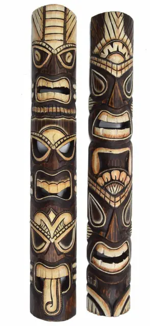 2 Tiki Masken 100cm Hawaii Maui Holzmasken Maske Wandmaske Wandmasken Oahu