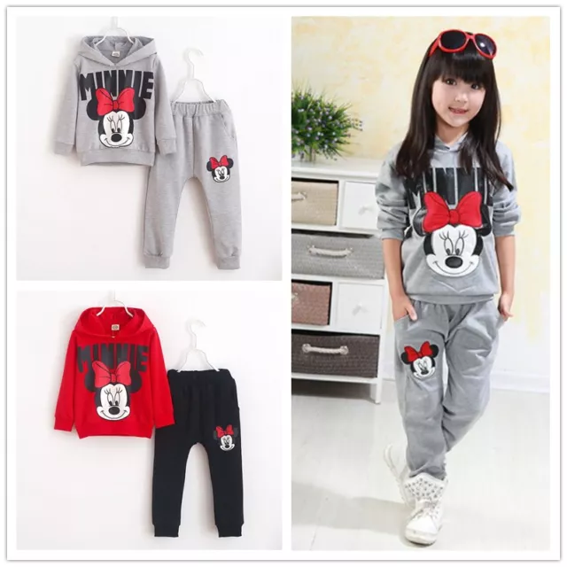 2Pcs/set Baby Girls Mouse Hoodie Coat Tops + Pants Set Kids clothes suits