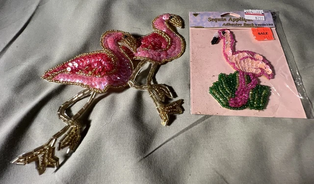 ¡Nuevo!   3 Apliques Flamingo Lentejuelas