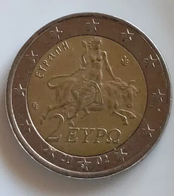 Griechenland 2 Euro Münze 2002 mit Fehlprägung und S im Stern siehe Bilder