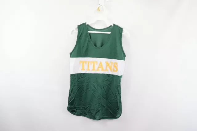 Vtg 90s Womens M Silky Nylon Color Block Cross Country Track Singlet Jersey USA