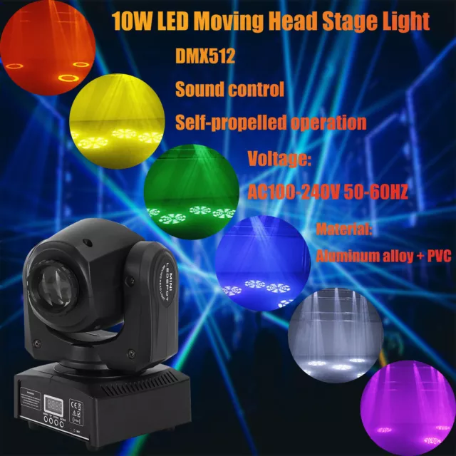 8 Patterns Moving Head Beam Stage Light Projector LED RGB DMX512 DJ Disco Party