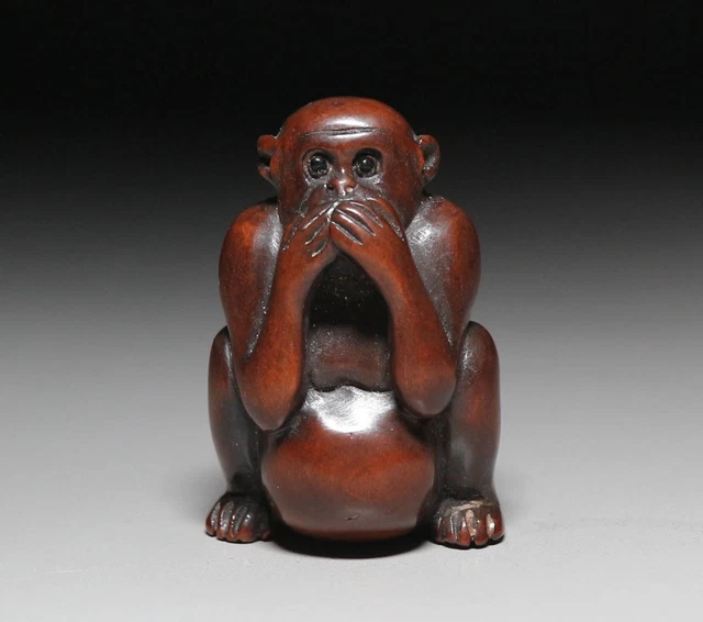 ANCIEN SINGE JAPONAIS NETSUKE - signé -okimono -rare du Japon EUR 81,74