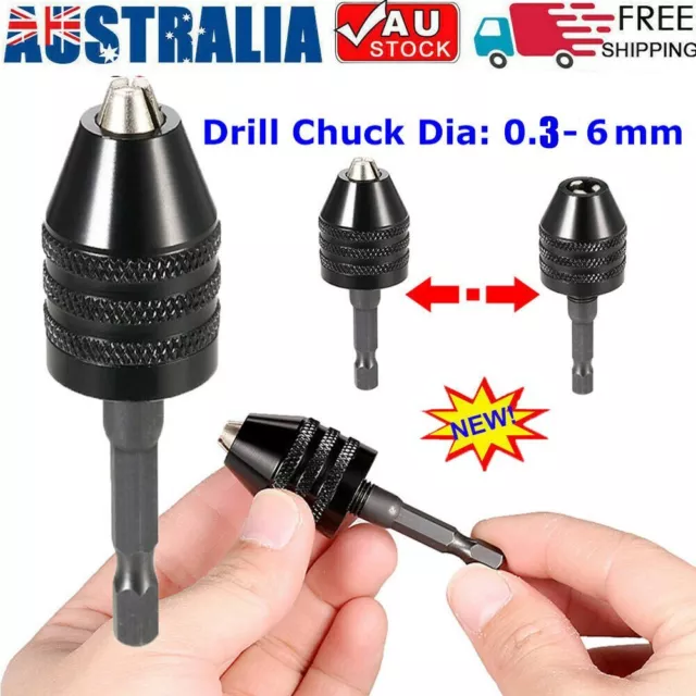 1/4" Keyless Chuck Conversion Hex Shank Adapter Drill Bit Quick Change Driver RL