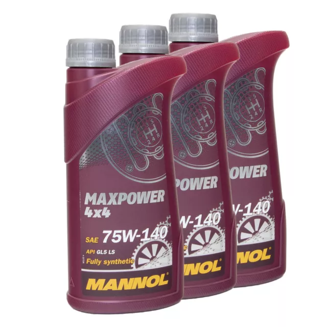 Getriebeöl MANNOL Maxpower 4x4 75W140 API GL 5 LS 3x 1 Liter für BMW R 1200 GS