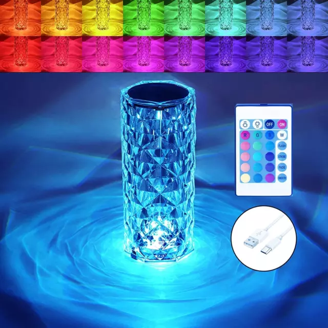 Crystal  16 RGB  Color Changing Night Light Romantic LED  Diamond Touch Lamp