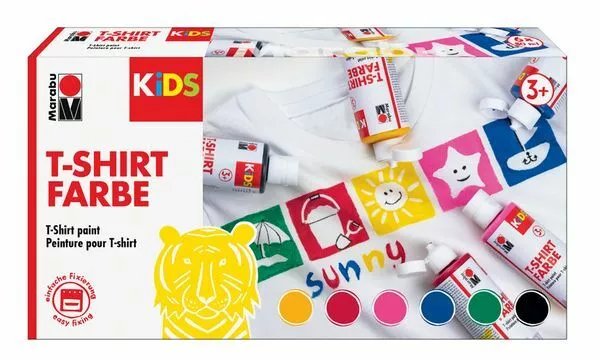 Marabu KiDS Textilfarbe T-Shirt Farbe 6 x 80 ml Stoffmalfarbe Kinder Malen