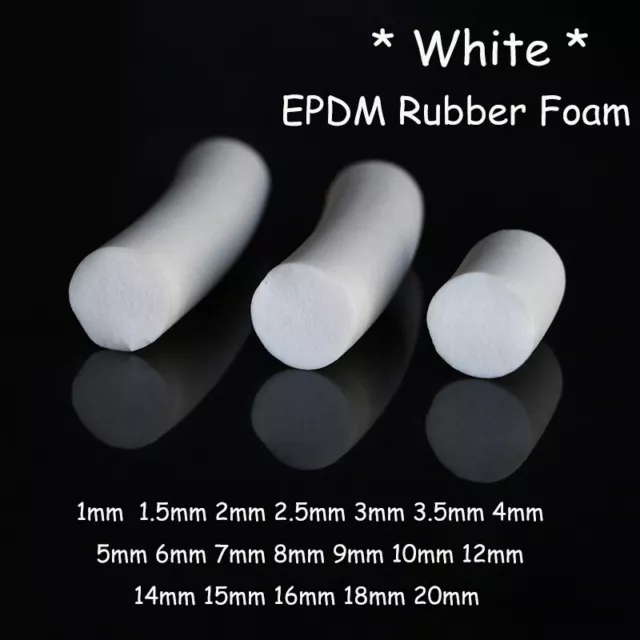 White EPDM Rubber Foam Sealing Strip Round Bar For Cabinet Door Seal 1mm~20mm