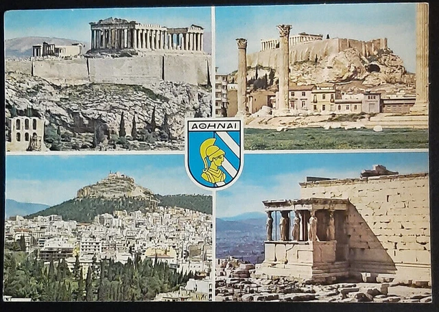 (GRE-815) GREECE 1965S Postcard ATHENS VIEWS ACROPOLIS-LYCABETTUS HILL ...