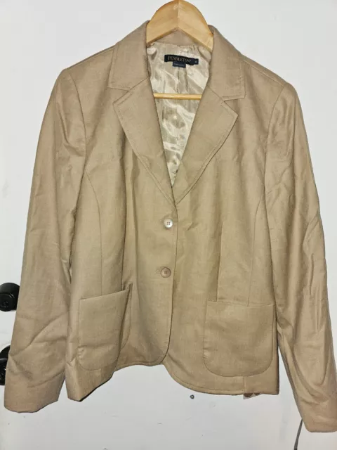 Pendleton NWT Tan Blazer Womens Sz 16 Virgin Wool Double Button Career Jacket