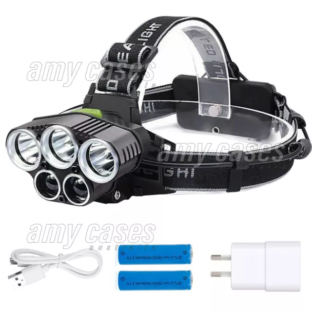 90000LM 5 Light 6Mode  Headlight Torch Rechargeable Flashlight Work Light MEL 3