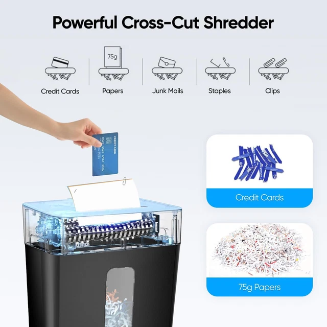 PAPER SHREDDER FOR Home Office, 6-Sheet Cross Cut Shredder, P-4 ...