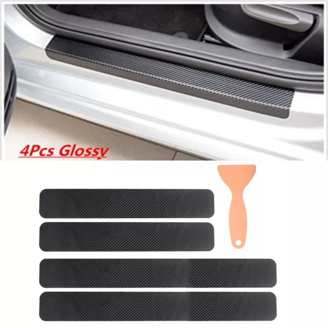 4 Piece Car 3D Carbon Fiber Scuff Plate Door Sill Panel Protector Stickers