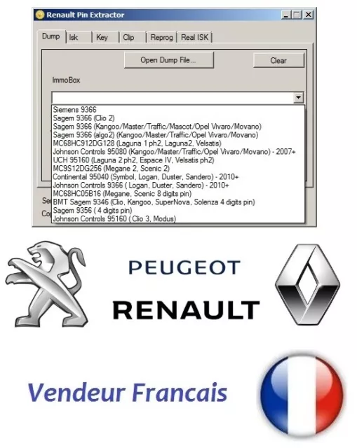 Renault Pin Ausdreher V2 + PSA Engine ECU Code Software Full Neu