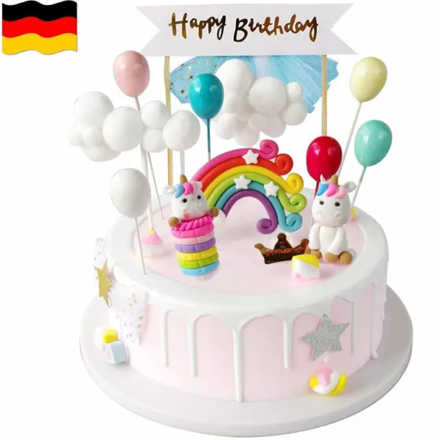 16 × Tortendeko Geburtstag Kuchen kinder Einhorn Kuchen Topper Verzieren Set