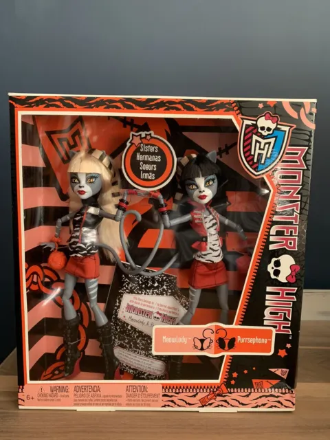 Monster High Werecat twin sisters Meowlody and Purresephone 2011 NIB
