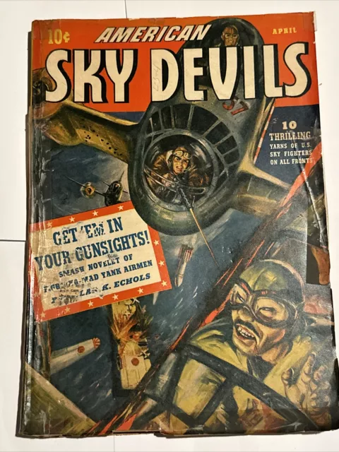 AMERICAN SKY DEVILS #5--4/1943-RED CIRCLE MARVEL PULP-NORMAN SAUNDERS ART-WW ll