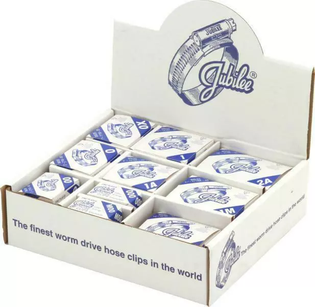 JUBILEE Hose Clips In Branded Boxes In A Handypack Dispenser 100 Pieces