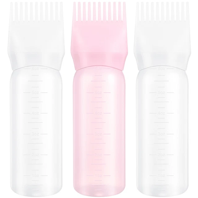 3 Pcs Flasche Haarshampoo Plastik Wurzelkamm-Applikator Für Haaröl