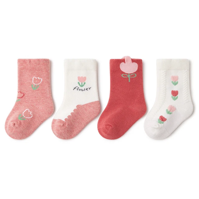 Calzini bambini bambine calzini bambini calze in cotone morbido 0-6 anni 4 paia