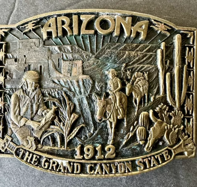 Award Design Medals Arizona 1912 The Grand Canyon State Solid Brass Belt Buckle 2