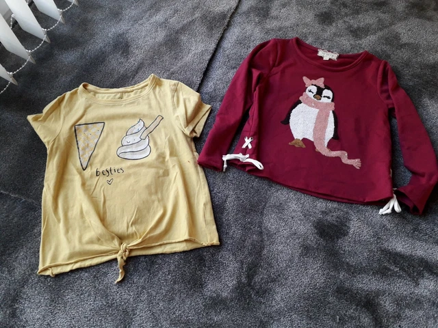 Bundle Of Girls Tops Sweatshirt Jumper Tshirts Age 10 Years Penguin Pink Yellow