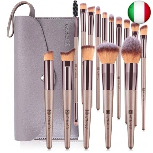 HEYMKGO Pennelli Make Up professionali Set di 15 pennelli trucco champagne,