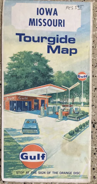 Vintage 1968 Iowa Missouri Gulf Oil Gasoline Tourgide  Travel  Road Map