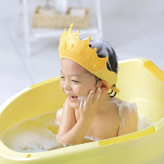 Adjustable Baby Shower Shampoo Cap Crown Shape Wash Hat For Ear NEW Hair New P8