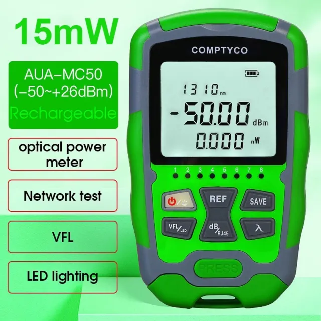 4-1 Mini OPM 15MW Rechargeable Optical Power Meter Red Light Integrated Machine