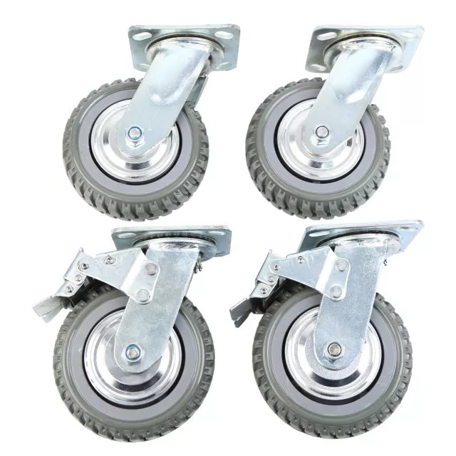 4PCS Heavy Duty Swivel Caster Fixed Wheel with Brake Set 2000lb Capacity 6 inch