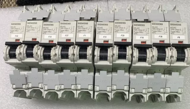 (LOT OF 10) Siemens 5SJ4110-7HG41 Circuit Breaker 10A Single Pole Breaker