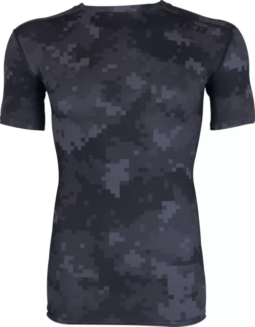 TCA Mens Pro Performance Camo Short Sleeve Compression Top Running Tops - Black