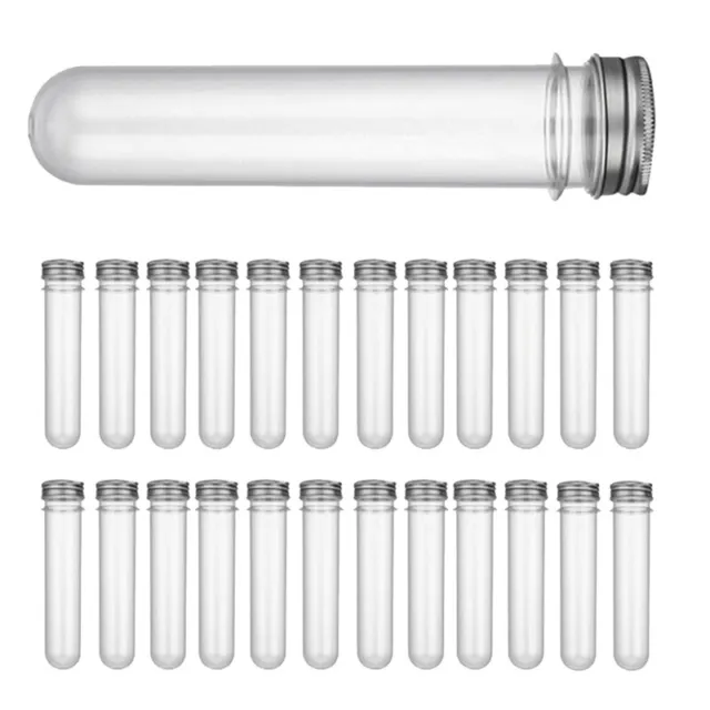 20 tubes à essai en plastique transparent, tubes de récipient transparents  réutilisables de 100 ml pour le stockage de bonbons, liquides, sels de bain