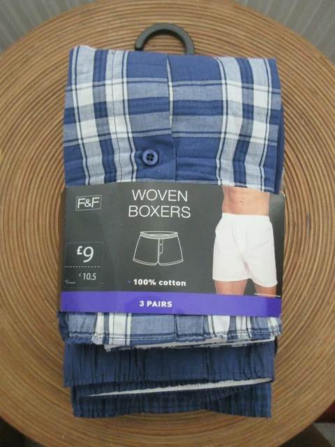 TESCO FF MEN'S Boxers (Size XXL - Colour Blue/Plaid) £1.99 - PicClick UK