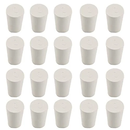 Zorfeter 20 Pcs White Solid Rubber Stoppers Tapered Lab Plugs, Dia. 17mm x 0#