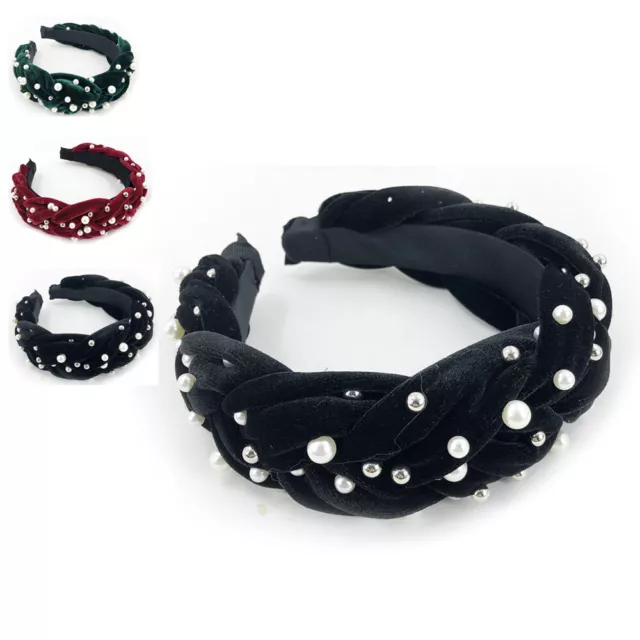 Women's Pearl Embellished Padded Girls Fashion Headband Ladies Head Wear